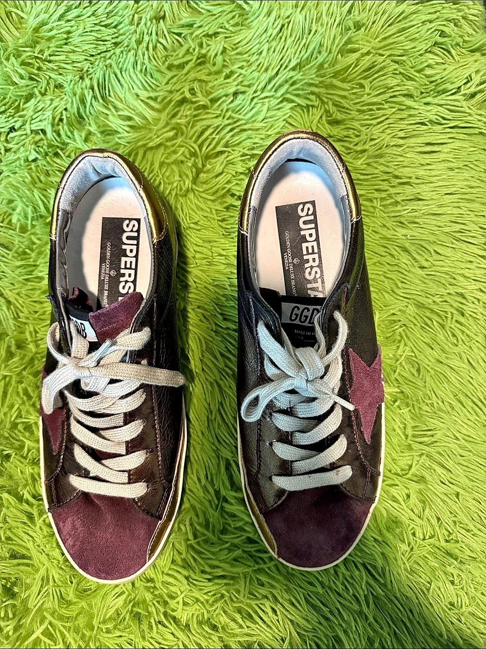 Golden Goose Women's Superstar Sneaker Sneakers in Black & Purple